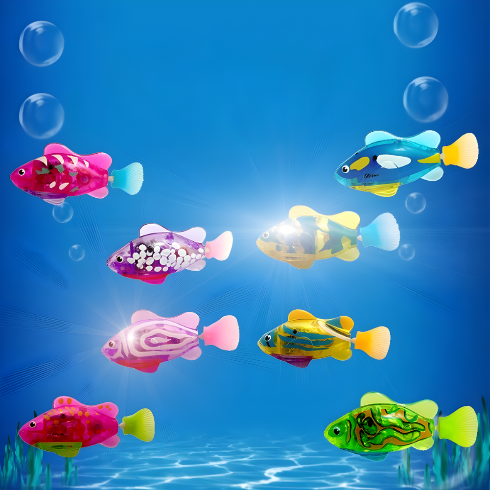 AquaGlow │ Light Up Swimming Cat Bath Toy Set