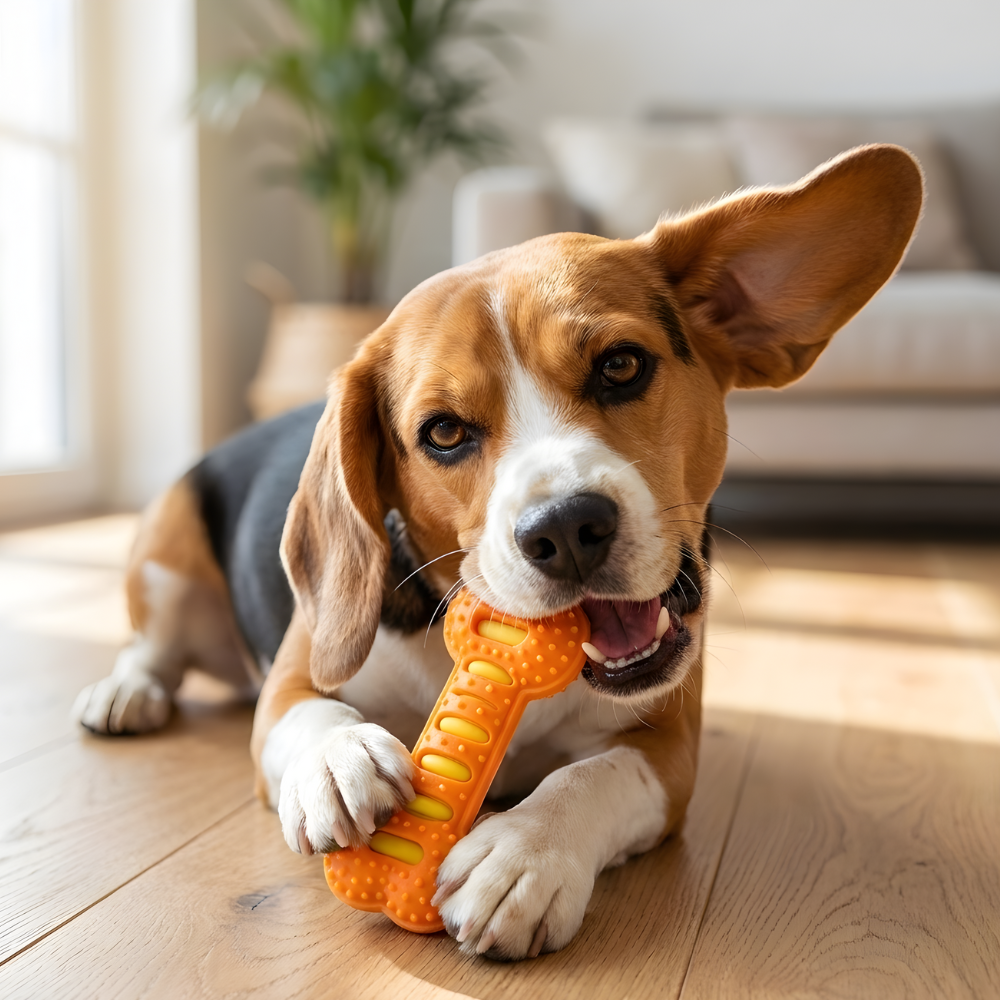 ChewGroove │ Textured Dental Chew Bone Toy for Active Dogs