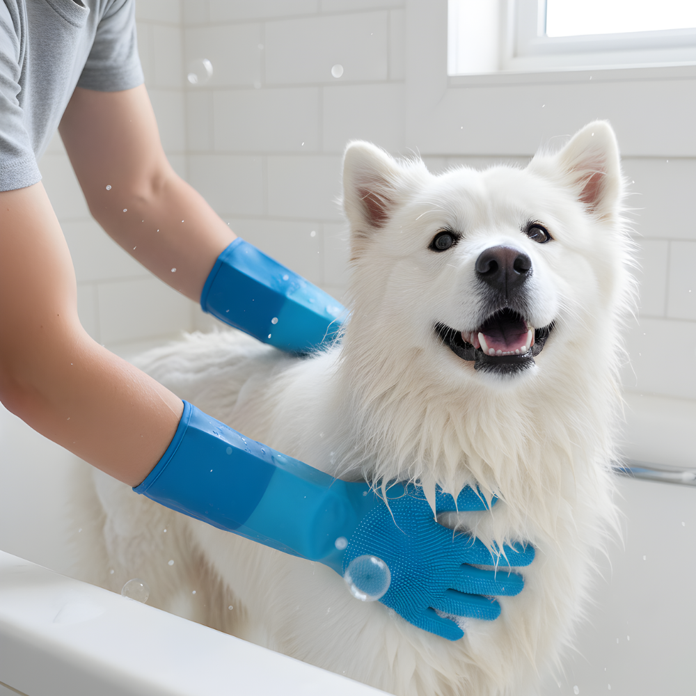 PawPolish │ Silicone Deshedding & Grooming Gloves for Dogs