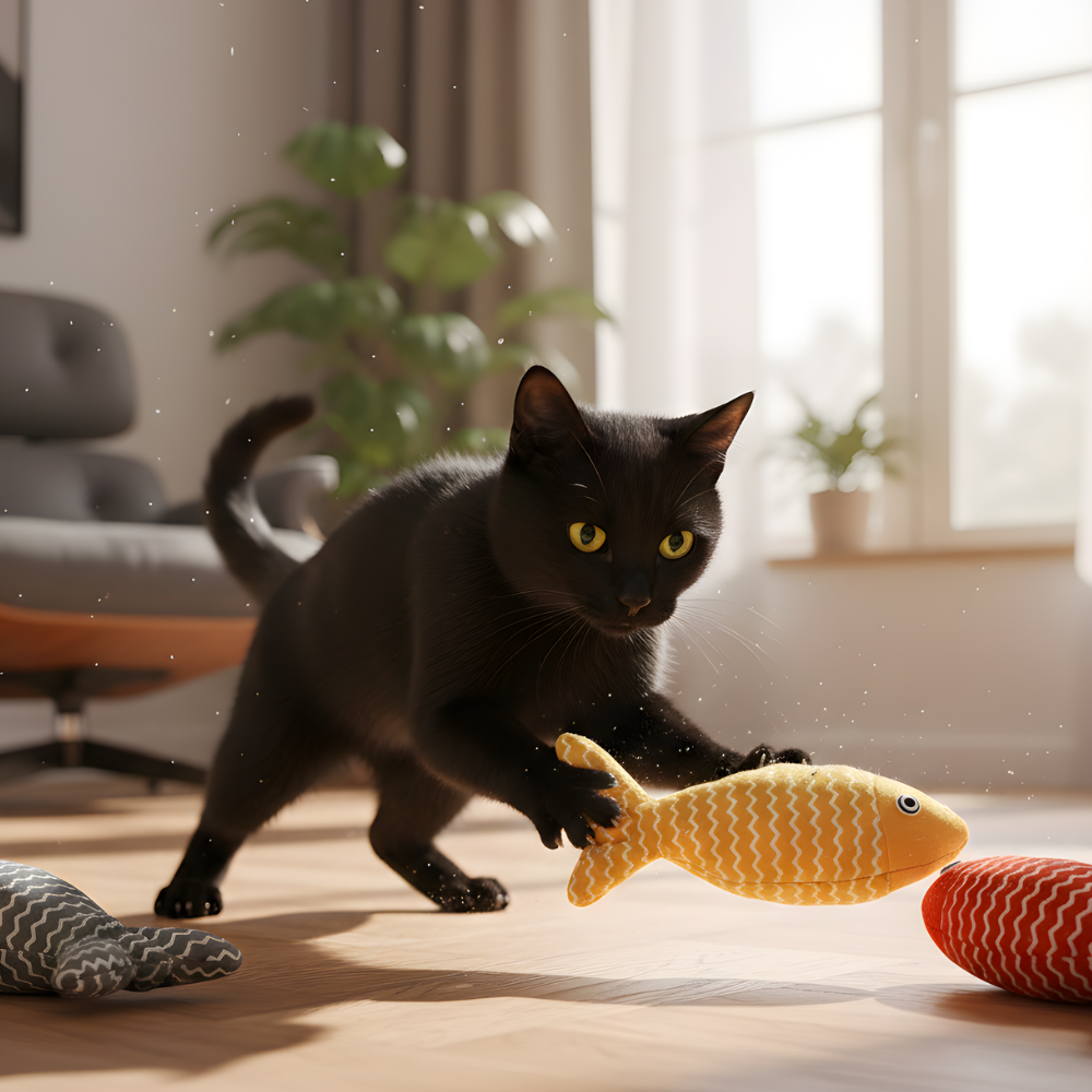 PurrWave │ Catnip Fish Cat Toy Set