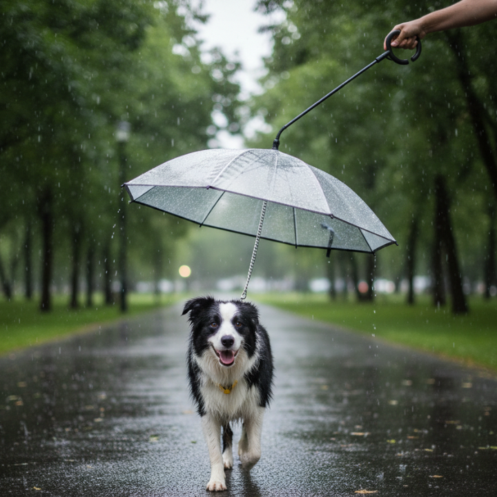 RainGuard │ Transparent Dog Umbrella with Built In Leash