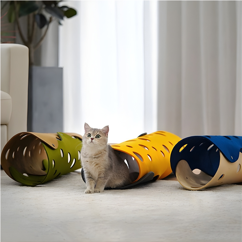 TunnelPaws │ Soft Foldable Play Tunnel and Cozy Hideout for Cats