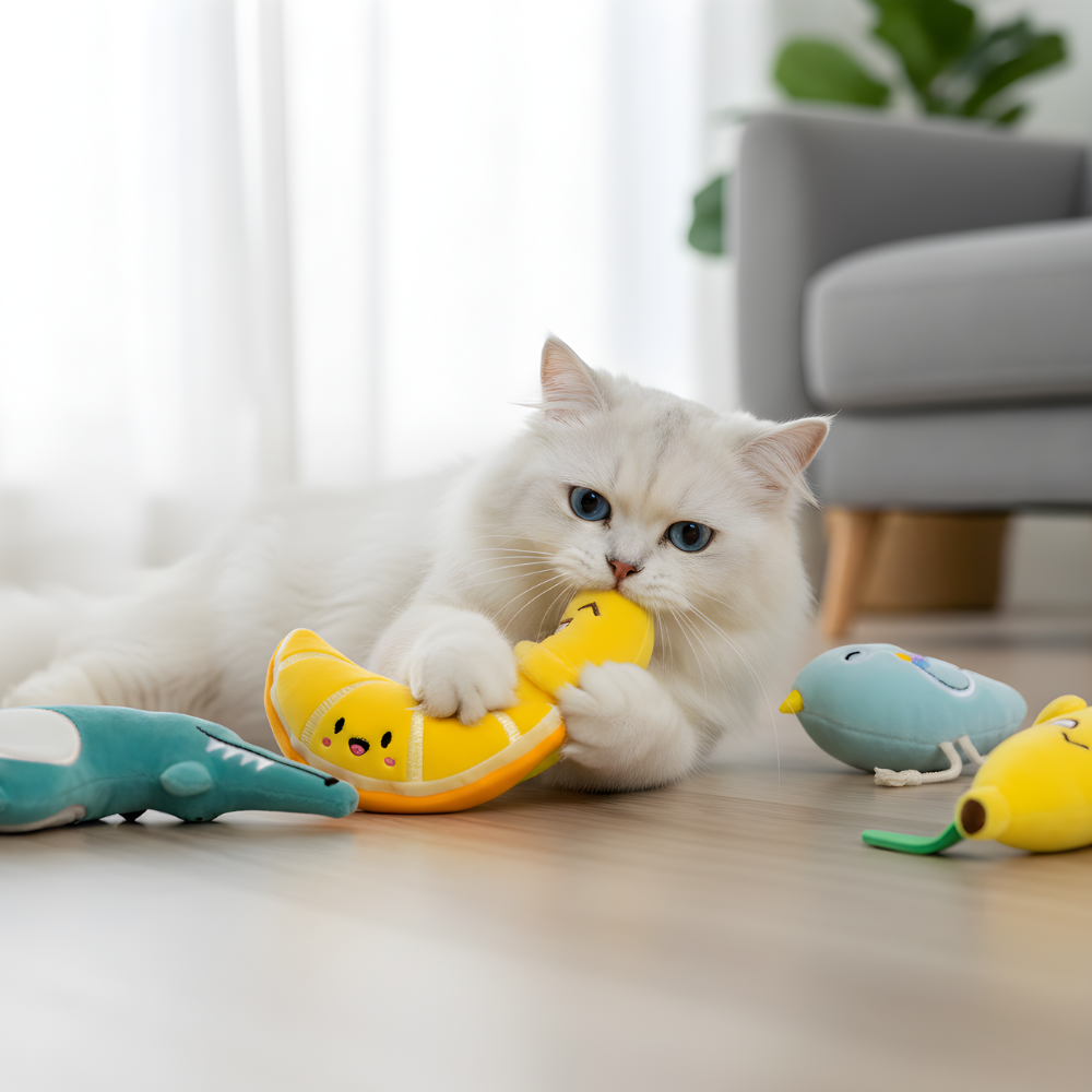 WhiskerSnugs │ Catnip Plush Cat Toy Set for Comfort & Play