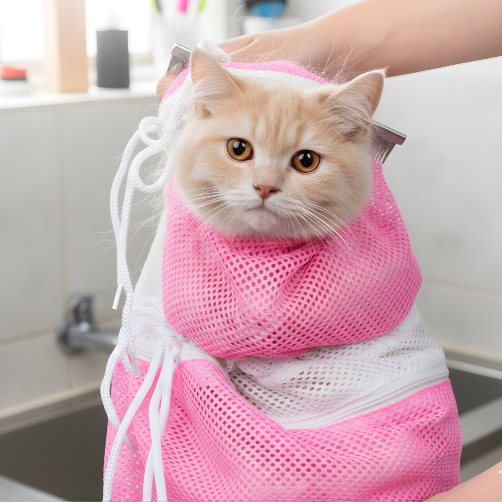 CalmWrap │ Anti Scratch Cat Bath & Grooming Mesh Bag