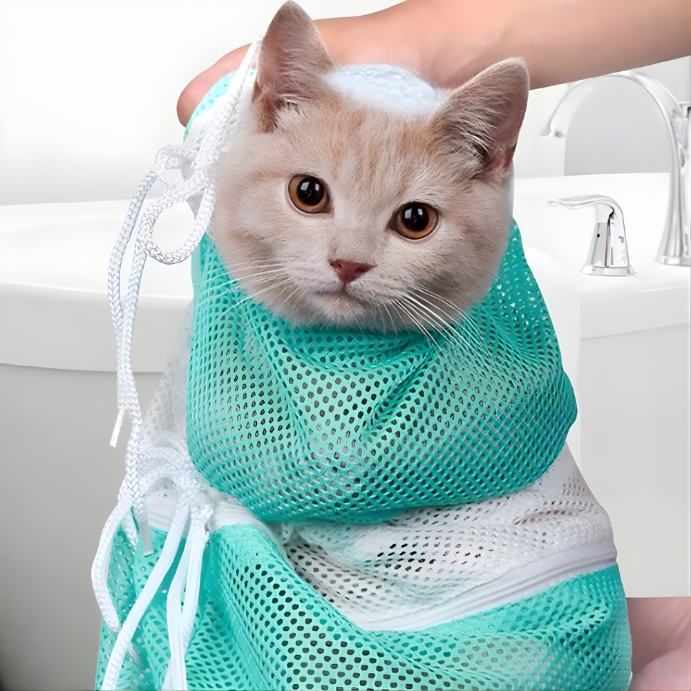 CalmWrap │ Anti Scratch Cat Bath & Grooming Mesh Bag