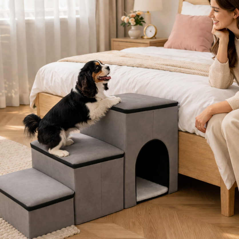 Dog Ramp Stairs with Storage for Bed & Couch