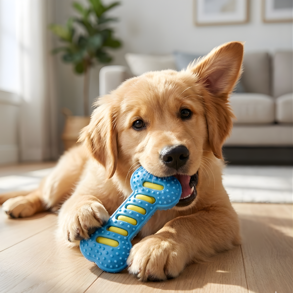 ChewGroove │ Textured Dental Chew Bone Toy for Active Dogs
