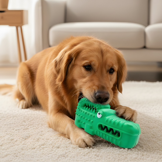 ChompGator │ Slow Feeder Squeaky Dental Chew Toy for Dogs