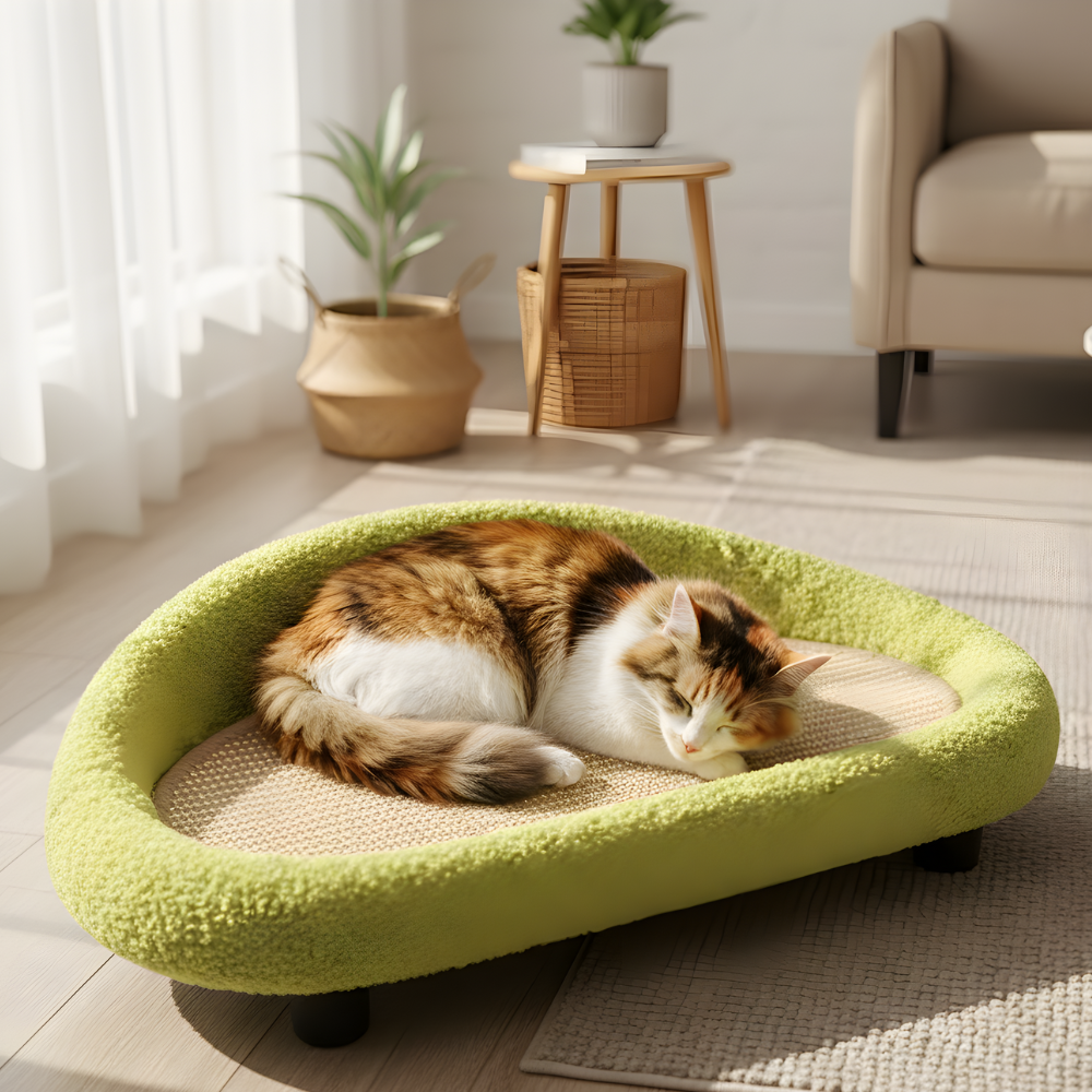 CozyCurve │ Curved Cat Scratching Lounger & Resting Bed