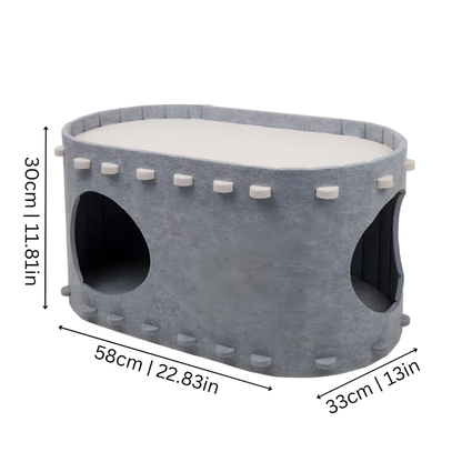 CozyHaven │ Felt Cat Hideaway Bed with Dual Level Comfort