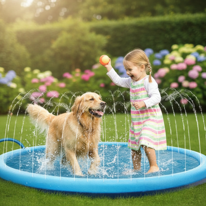 DogSplash │ Anti Slip Sprinkler Pool for Pets