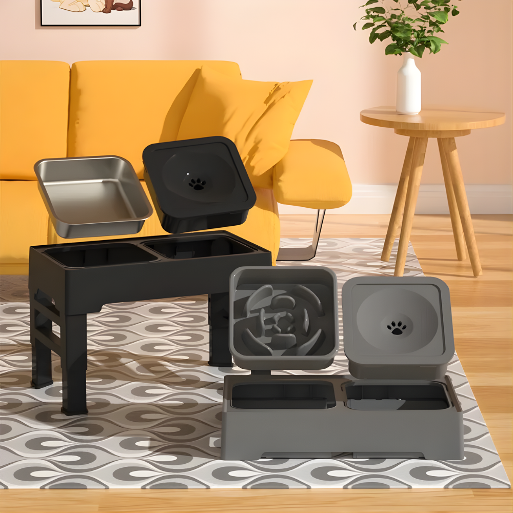 ElevateFeast │ Adjustable Raised Dog Bowl