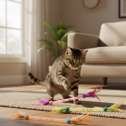 FeatherLoop │ Elastic Feather Cat Toy Set for Interactive Indoor Play
