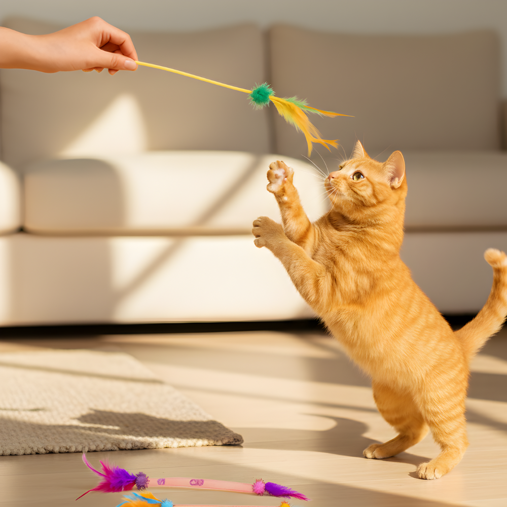 FeatherLoop │ Elastic Feather Cat Toy Set for Interactive Indoor Play
