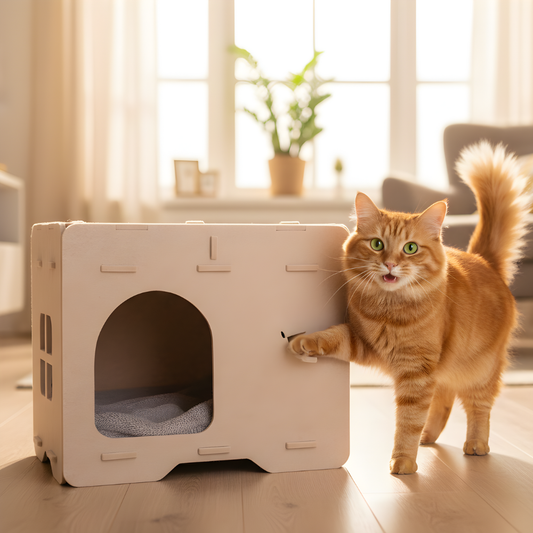 FeltHaven │ Dual Level Cat Hideaway with Top Lounge Bed
