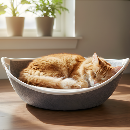 FeltHaven │ Round Felt Cat Bed with Scratcher Base