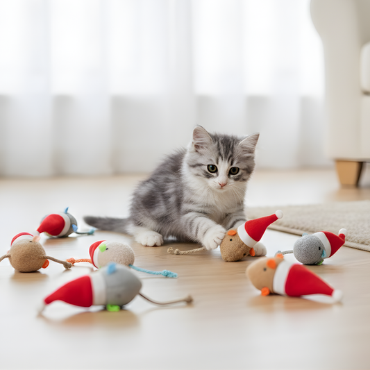 FestivePounce │ Holiday Catnip Mouse Toy Set