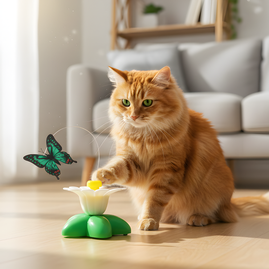 FlutterBloom │ Interactive Spinning Butterfly Cat Toy