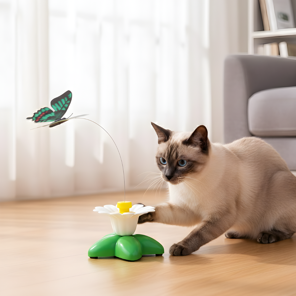 FlutterBloom │ Interactive Spinning Butterfly Cat Toy
