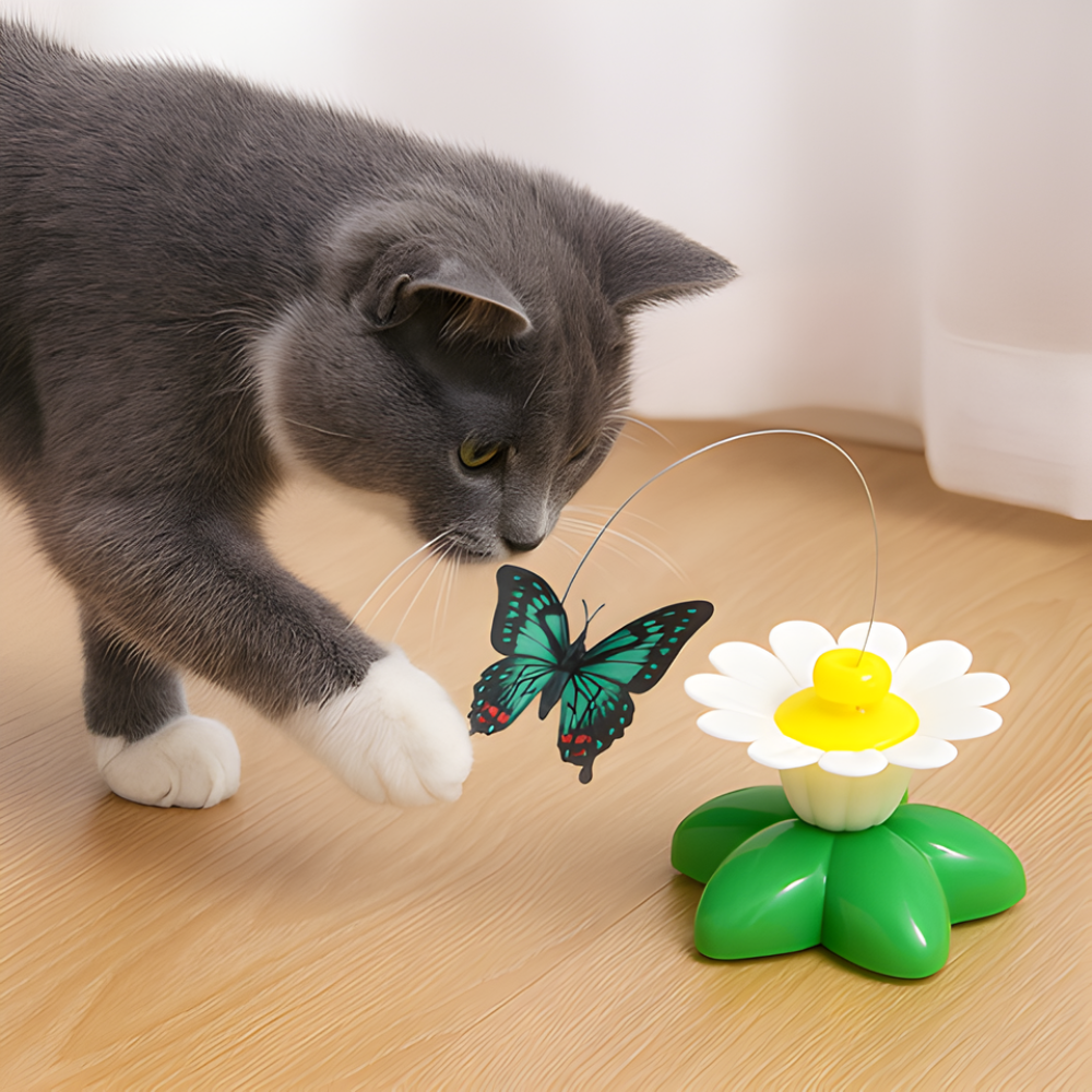 FlutterBloom │ Interactive Spinning Butterfly Cat Toy