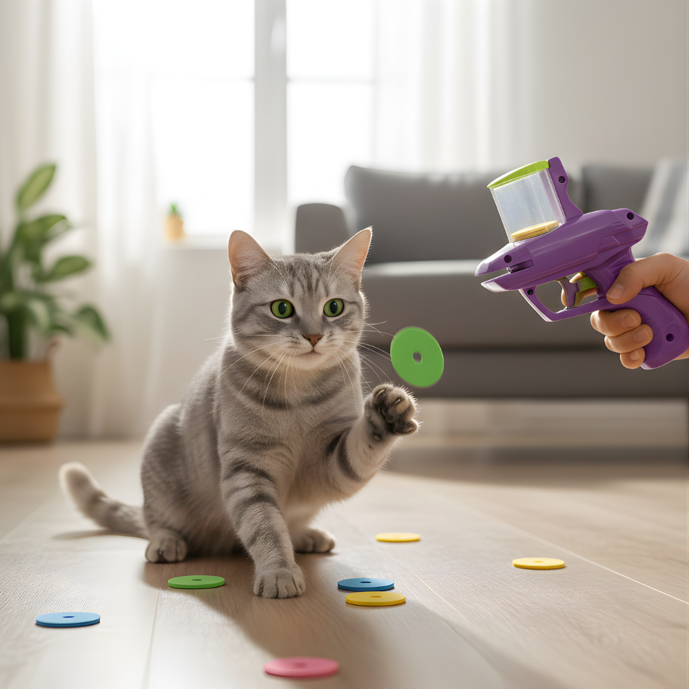 FlyDisc │ High Flying Foam Disc Launcher for Cats