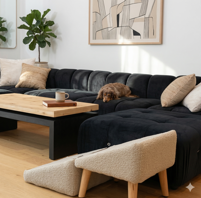 Split Ottoman Dog Ramp, 2-1 Sofa and Ottoman for Couch Bed Car & Cats