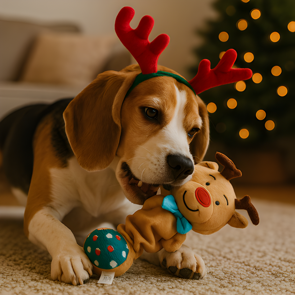 JinglePals │ Festive Plush Squeaky Toy Set for Happy Holiday Play