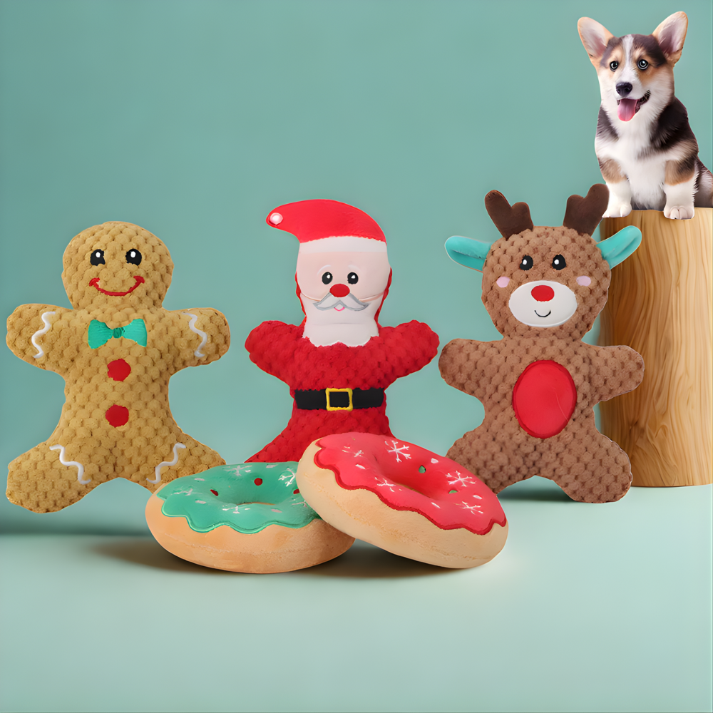JinglePaws │ Holiday Squeaky Chew & Cuddle Toys