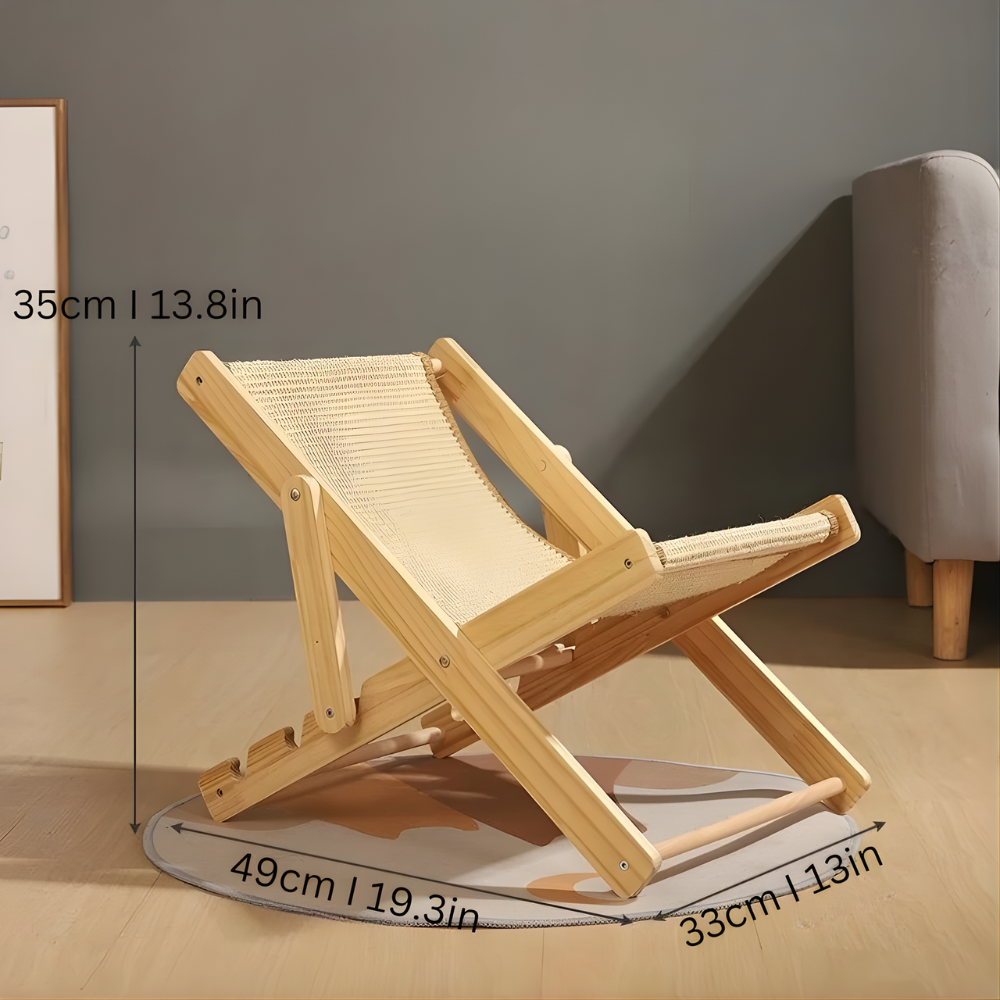 LoungeCraft │ Wooden Cat Recliner with Scratch Mat