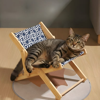 LoungeCraft │ Wooden Cat Recliner with Scratch Mat