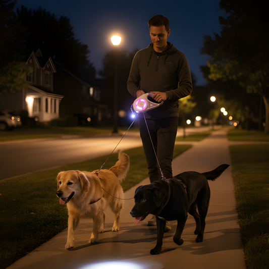 LumaTrail │ Retractable Dog Leash for Night Visibility