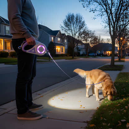 LumaTrail │ Retractable Dog Leash for Night Visibility