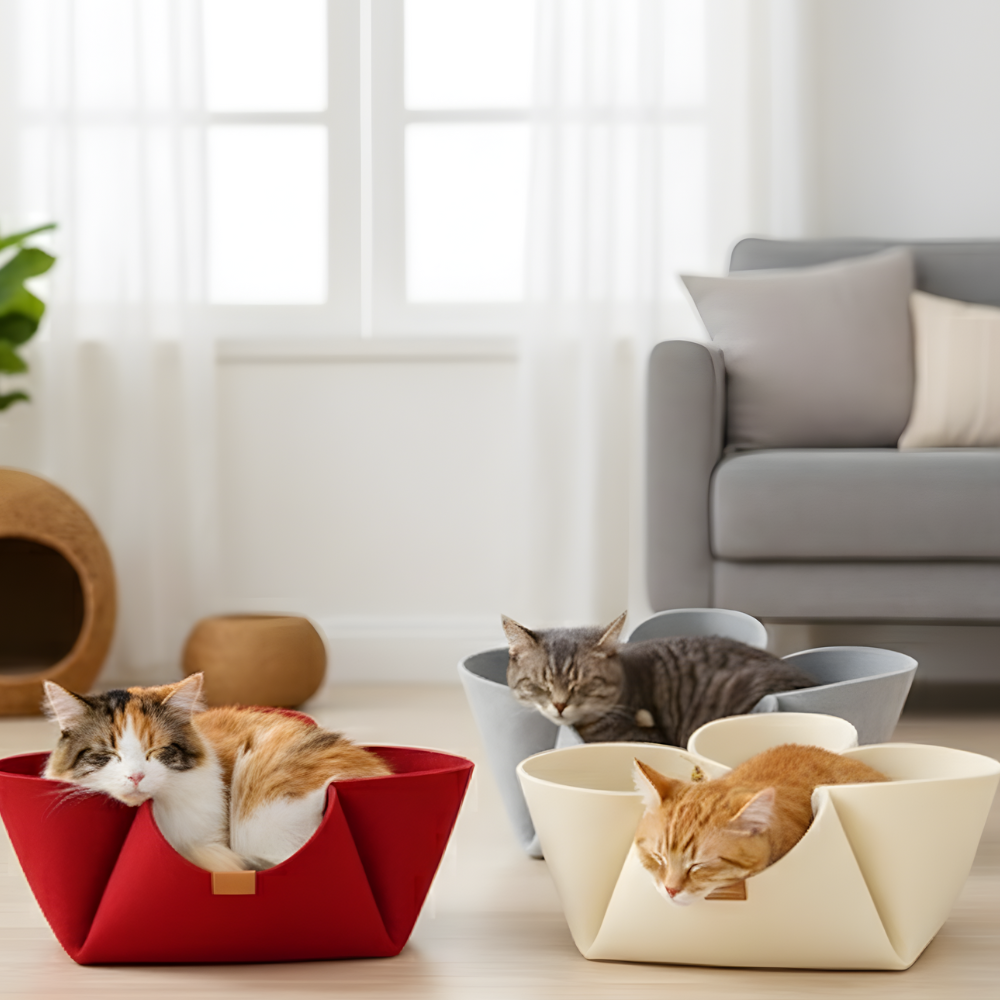 NestlePaws │ Multi Pocket Felt Hideaway for Cats