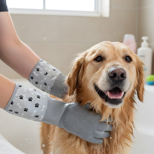 PawPolish │ Silicone Deshedding & Grooming Gloves for Dogs