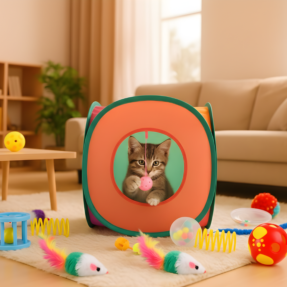 PlayHaven │ Cat Tunnel and Toy Activity Set