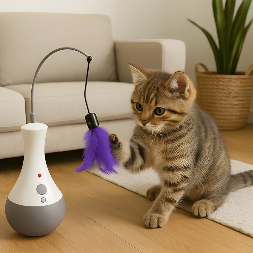 PounceWhirl │ Automatic Interactive Feather Toy for Active Indoor Cats