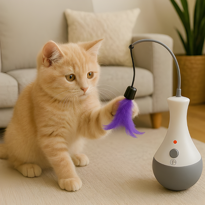 PounceWhirl │ Automatic Interactive Feather Toy for Active Indoor Cats