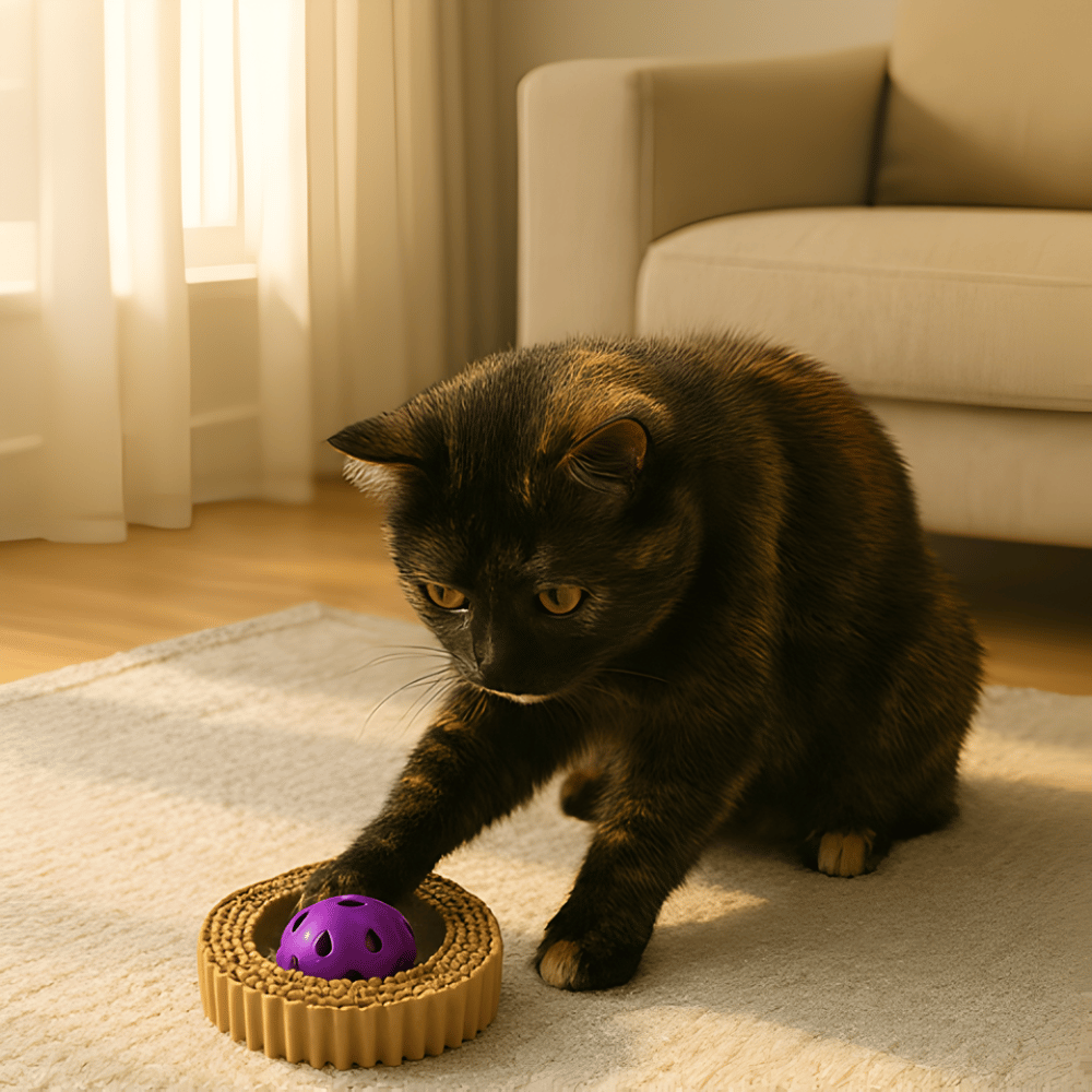PurrSpin │ Scratch & Play Ball Toy for Indoor Cats