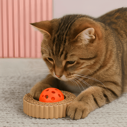 PurrSpin │ Scratch & Play Ball Toy for Indoor Cats (  4 Pack  )
