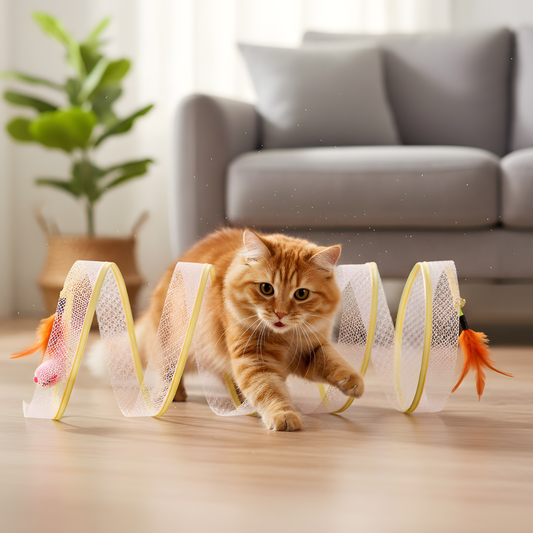 PurrSpiral │ Interactive Spring Tunnel Toy for Curious Cats