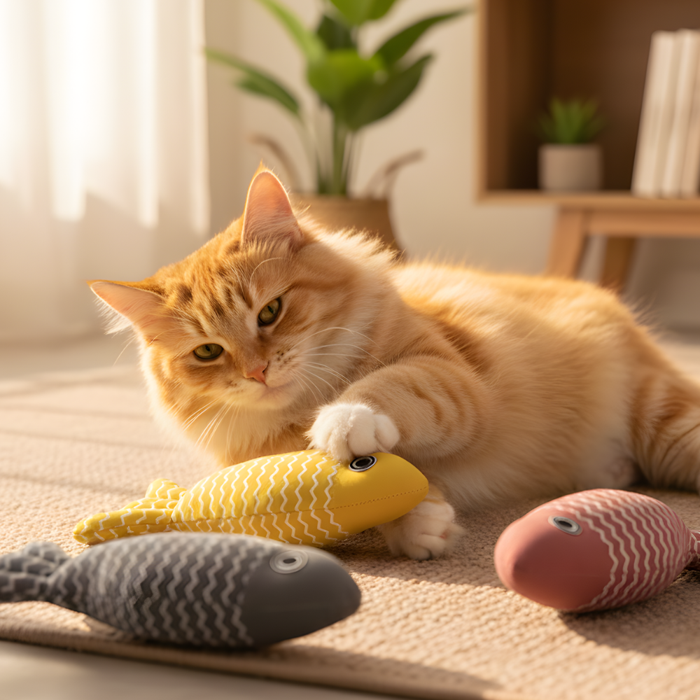 PurrWave │ Catnip Fish Cat Toy Set