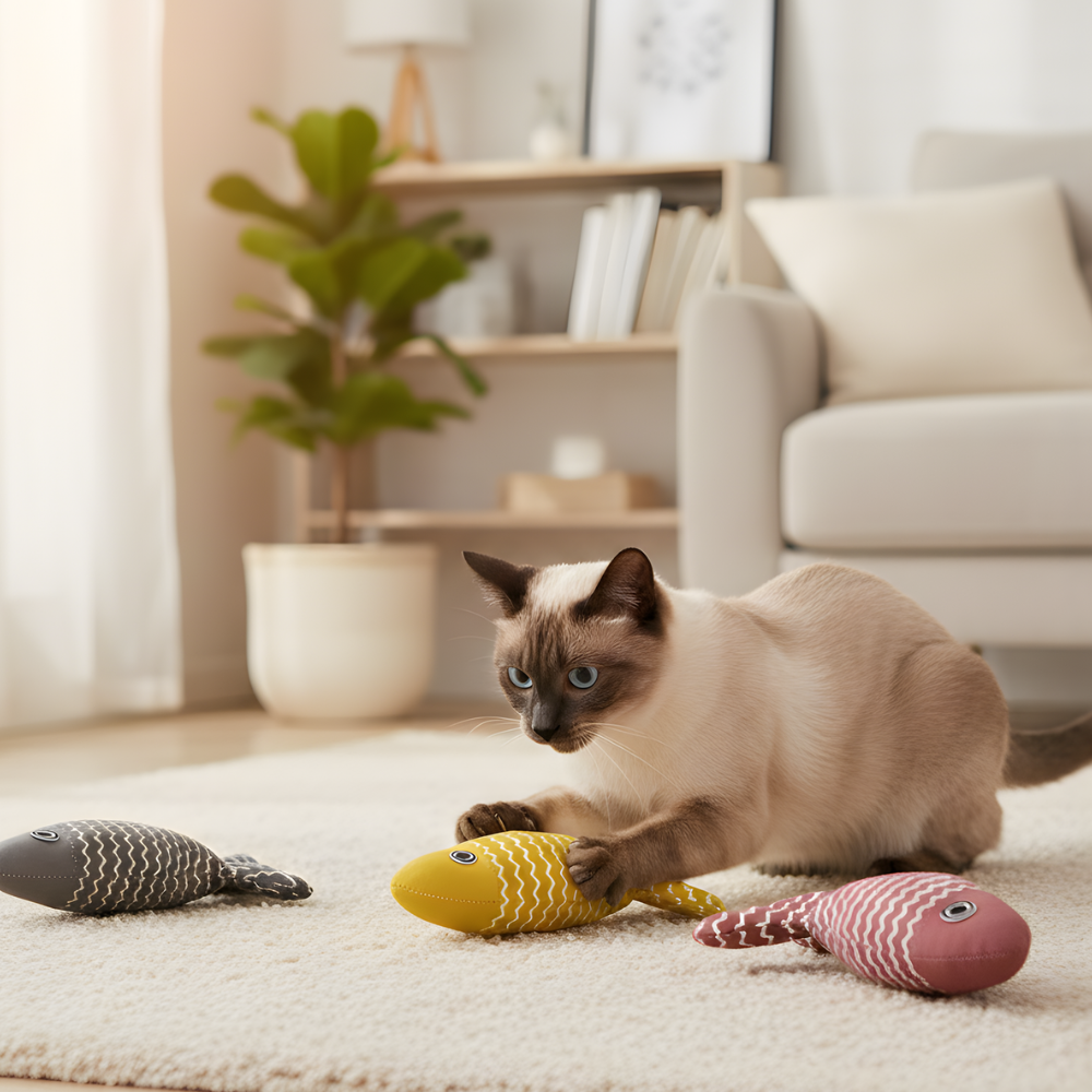 PurrWave │ Catnip Fish Cat Toy Set