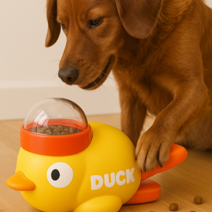 QuackBite │ Duck Shaped Dog Slow Feeder Puzzle Treat Dispenser