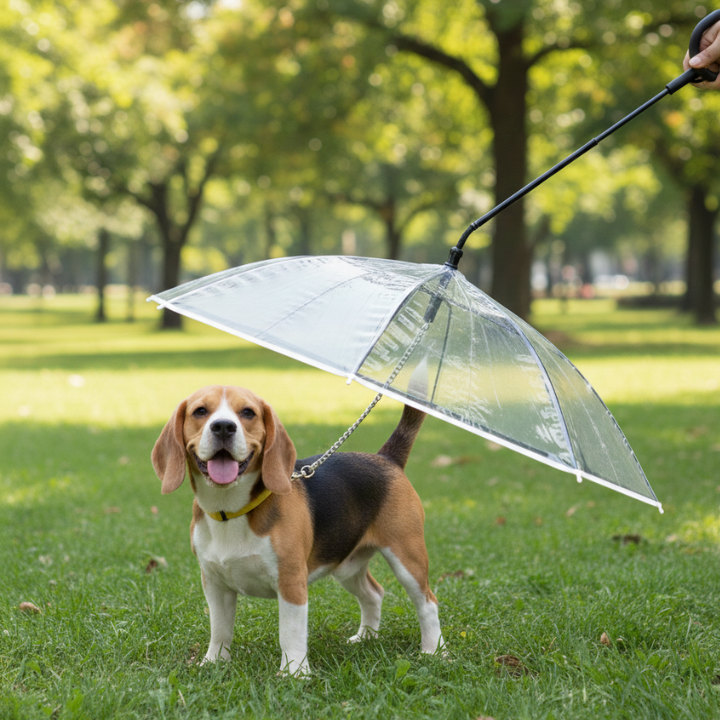 RainGuard │ Transparent Dog Umbrella with Built In Leash
