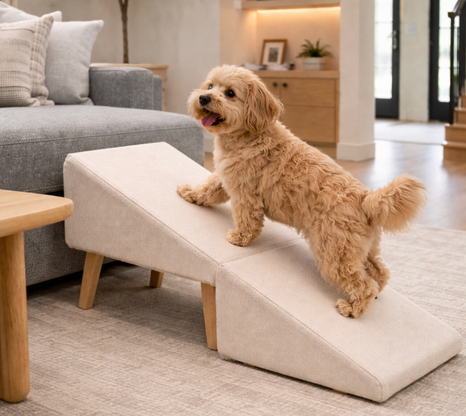 Split Ottoman Dog Ramp, 2-1 Sofa and Ottoman for Couch Bed Car & Cats