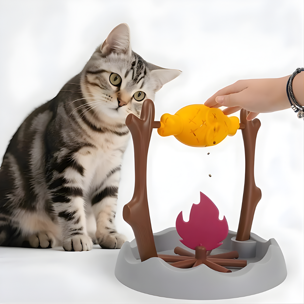SnackSpin │ Rotating Cat Treat Puzzle Feeder