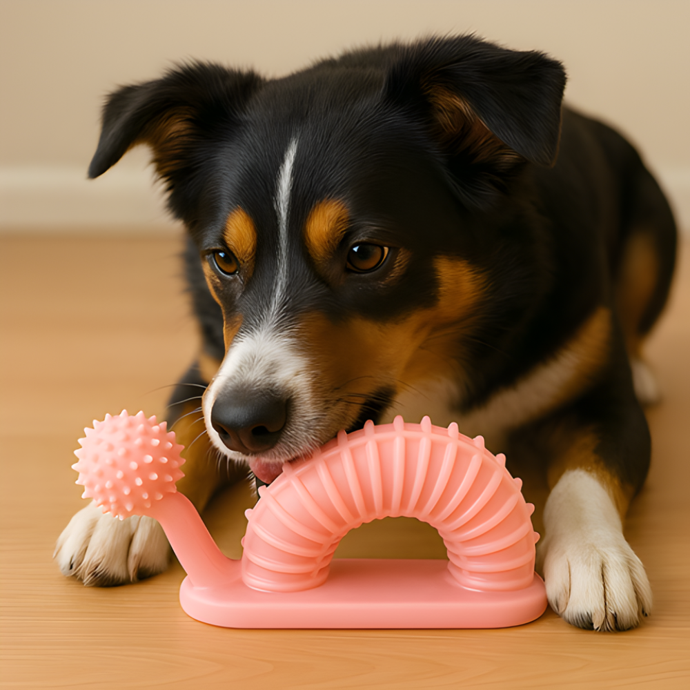 SnuggleSpiral │ Snail Shaped Dental Chew Treat Dispenser Toy