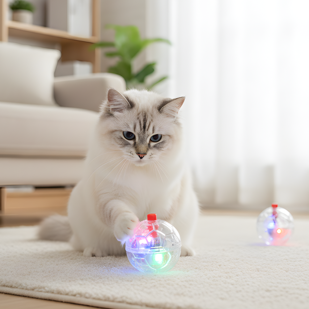 SparkRoll │ Motion Activated Light Up Cat Ball Toy