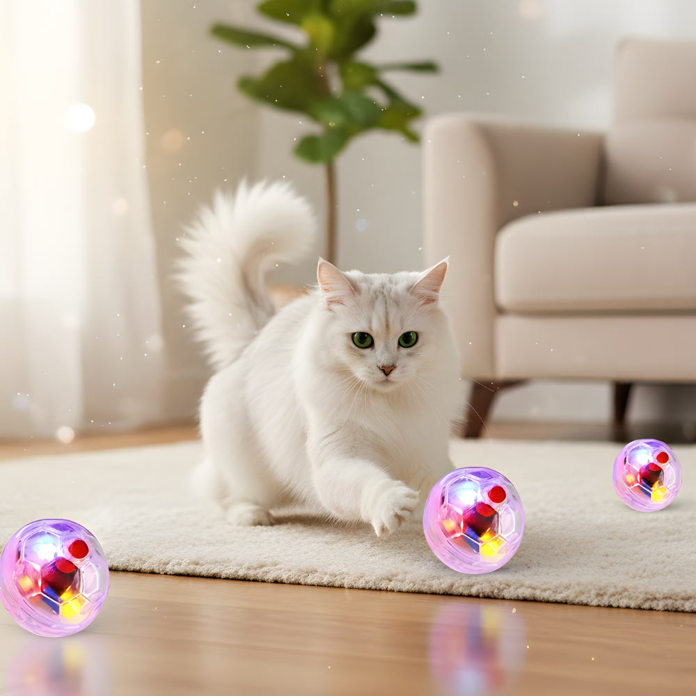 SparkRoll │ Motion Activated Light Up Cat Ball Toy