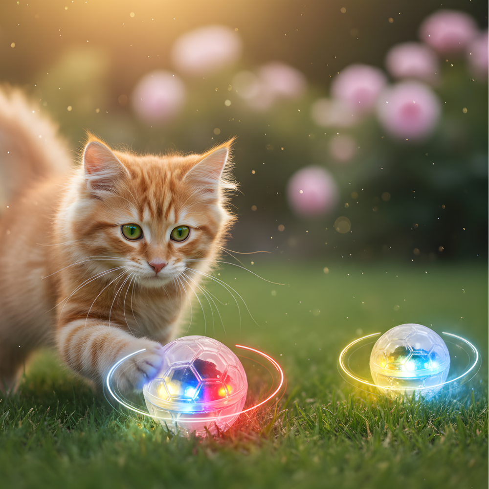 SparkRoll │ Motion Activated Light Up Cat Ball Toy